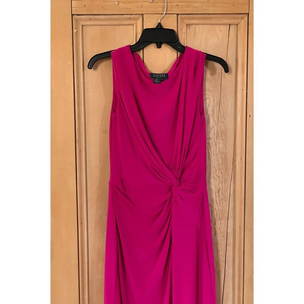 Lauren Ralph Lauren Womens Twist Knot Front Dress Size 10 Pink Magenta SP EXC - Picture 4 of 12